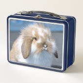 Fuzzy Holland Mini Zwarf Lop Bunny Rabbit Metall Brotdose (Vorderseite)