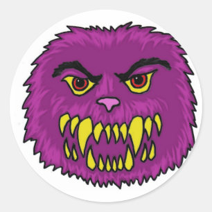 Fuzzy Monster Art Runder Aufkleber