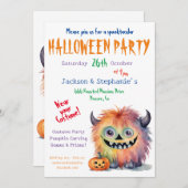 Fuzzy Monster Halloween Costume Party Einladung (Vorne/Hinten)