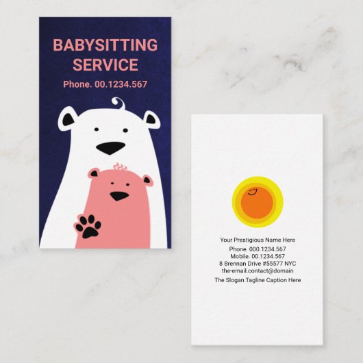 Fuzzy Mother Babysitter Niedlicher Bär Babysitter Visitenkarte (Vorne/Hinten)
