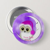 Fuzzy Night Owl Sleepover Personalisiert Button (Vorne & Hinten)