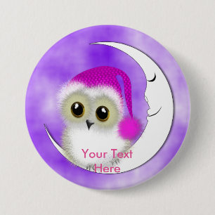 Fuzzy Night Owl Sleepover Personalisiert Button