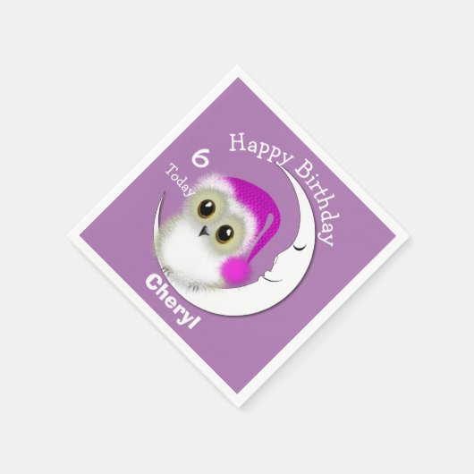 Fuzzy Night Owl Sleepover Personalisiert Serviette (Ecke)