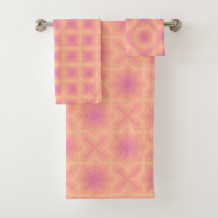 Fuzzy Peach Aurora Pink Muster Badhandtuch Set
