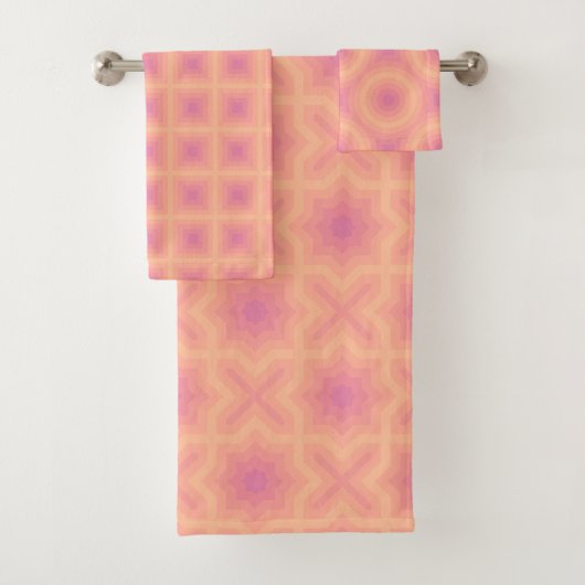 Fuzzy Peach Aurora Pink Muster Badhandtuch Set (Insitu)