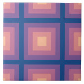 Fuzzy Peach Nautical Blue Square Muster Fliese (Vorderseite)