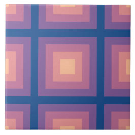 Fuzzy Peach Nautical Blue Square Muster Fliese