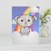 Fuzzy Puppy and Rainbow Einladung (Stehend Vorderseite)