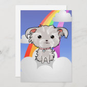 Fuzzy Puppy and Rainbow Einladung (Vorne/Hinten)
