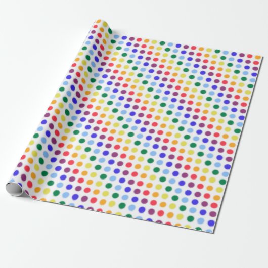Fuzzy Rainbow Polka Dots Party Geschenkpapier (Ungerollt)