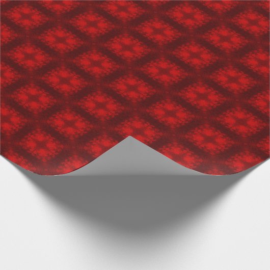 Fuzzy Red Tiled Diamonds and Crosses Geschenkpapier (Ecke)