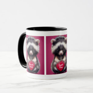 Fuzzy Skunk Heart Messages Tasse
