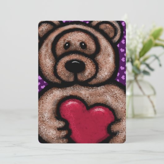 Fuzzy Teddy Bear Valentine (Stehend Vorderseite)