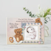 Fuzzy Teddy Bears Baby Ankündigung (Stehend Vorderseite)