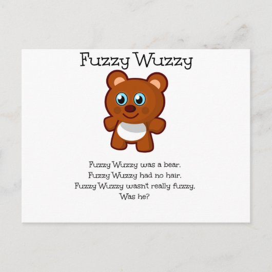 Fuzzy Wuzzy Postkarte (Vorderseite)