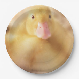Fuzzy Yellow Duck Easter Baby Duckling Pappteller