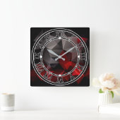 FuzzyFoxArt 3 Quadratische Wanduhr (Zuhause)