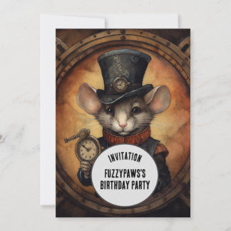 Fuzzypaws Steampunk Tierischer Individuelle Name Einladung