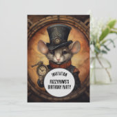 Fuzzypaws Steampunk Tierischer Individuelle Name Einladung (Stehend Vorderseite)
