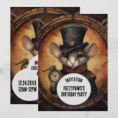 Fuzzypaws Steampunk Tierischer Individuelle Name Einladung (Vorne/Hinten)