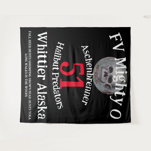 FV Mighty O Halibut Slayers Whittier Alaska Wandteppich (Vorderseite (Horizontal))