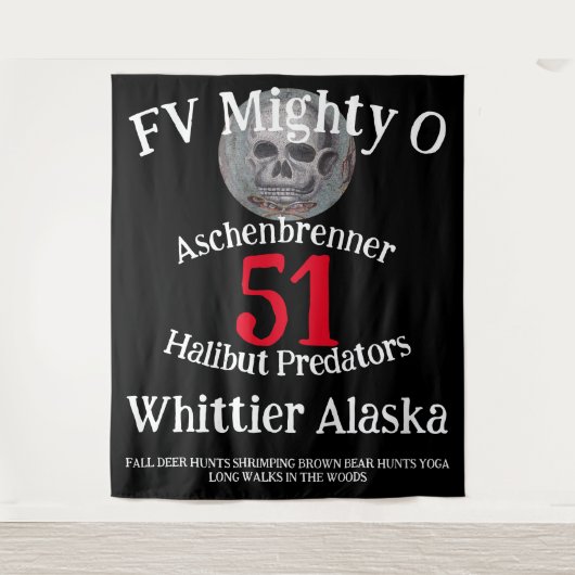 FV Mighty O Halibut Slayers Whittier Alaska Wandteppich (Vorderseite)