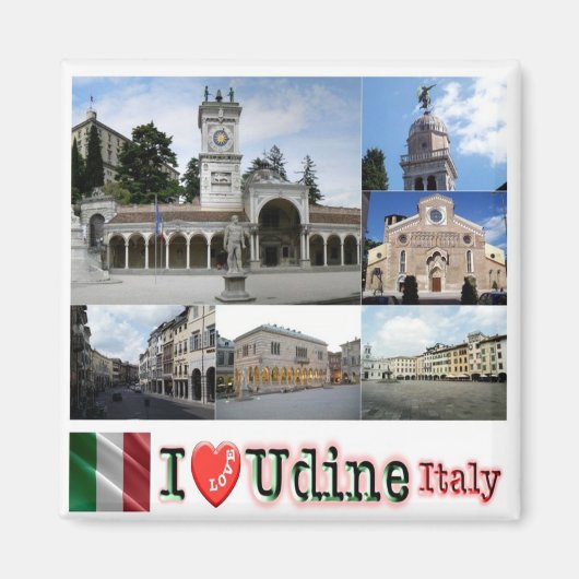FVG021 UDINE, I Liebe, Mosaik, Italien, Kühlschran Magnet (Vorne)