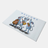 Fynny Doormat mit Maus Music Band - Willkommen Fußmatte (Schrägansicht)
