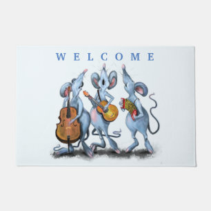 Fynny Doormat mit Maus Music Band - Willkommen Fußmatte
