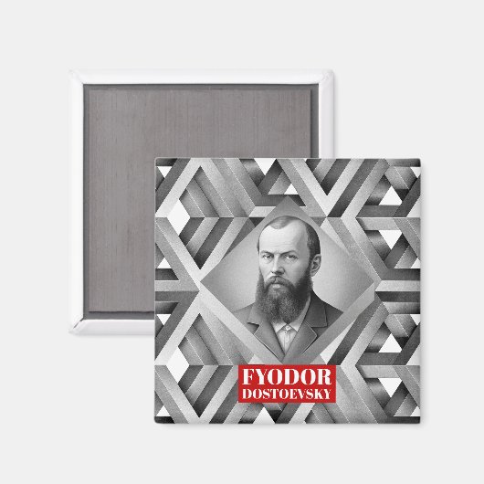 Fyodor Dostoevsky - Geometrischer, eleganter Stil Magnet (Vorderseite/Rückseite)