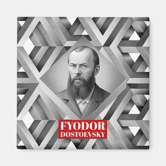 Fyodor Dostoevsky - Geometrischer, eleganter Stil Magnet (Vorne)