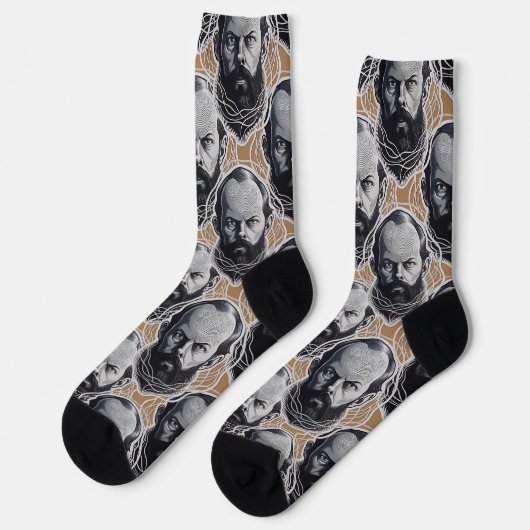 Fyodor Dostoevsky Portrait Papa Geschenk Socken (Linkes Detail)