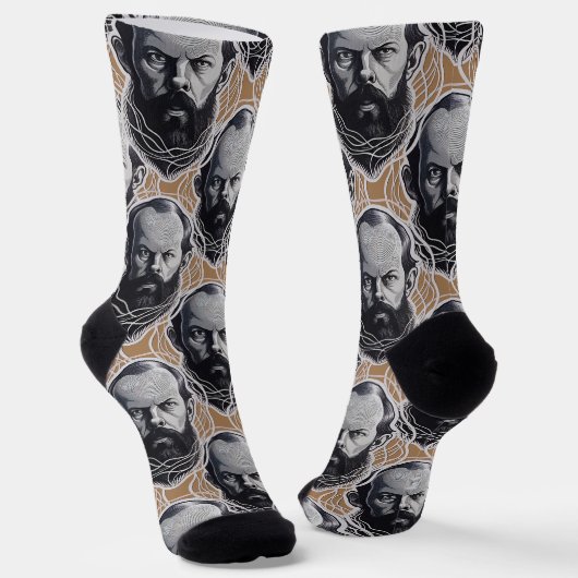 Fyodor Dostoevsky Portrait Papa Geschenk Socken (Gewinkelt)