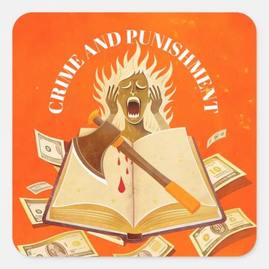Fyodor Dostojewski, Zitat, Verbrechen und Strafe Quadratischer Aufkleber (Vorderseite)