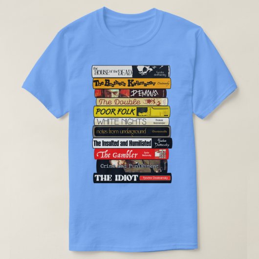 Fyodor Dostoyevsky Buchstapel T-Shirt (Design vorne)