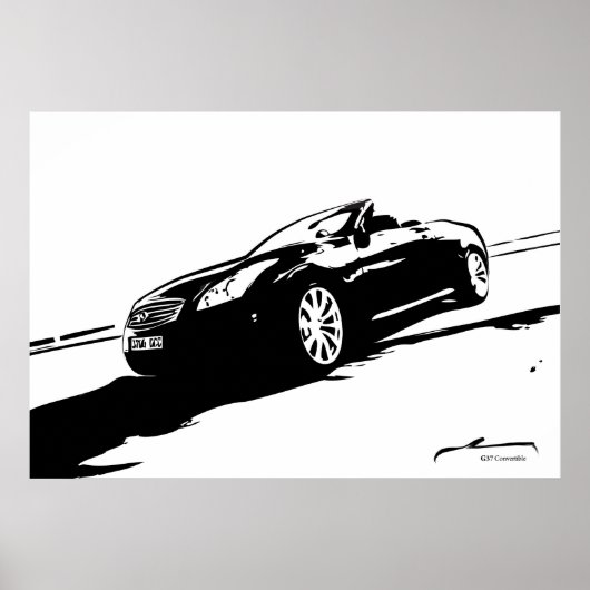 G37 Konvertible Schwarz-Weiß-Poster Poster (Vorne)