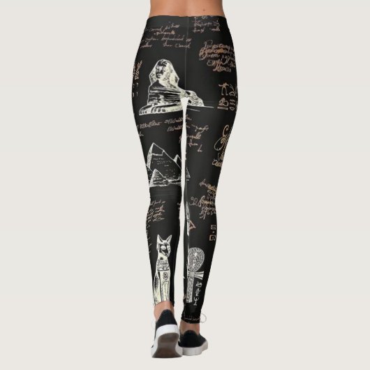 G90GRAFISCHES MÄDCHEN-Hieroglyphisches Schreiben Leggings (Rückseite)