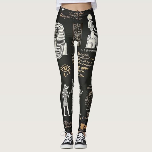 G90GRAFISCHES MÄDCHEN-Hieroglyphisches Schreiben Leggings (Vorderseite)