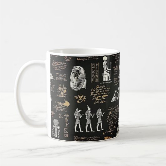G90Pharao mit dem Hammer Hieroglyphen Kaffeetasse (Links)