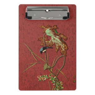 G.A. Audsley Vintage Rot Japanischer Vogel Lotus K Mini Klemmbrett