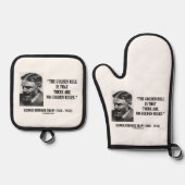 G. B. Shaw Golden Rule No Golden Rules Zitat Ofenhandschuh & Topflappen-Set (Vorderseite)