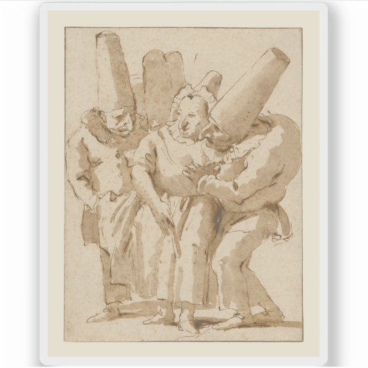 G.B. Tiepolo - Punchinellos Annäherung an eine Fra Aufkleber (Vorderseite)