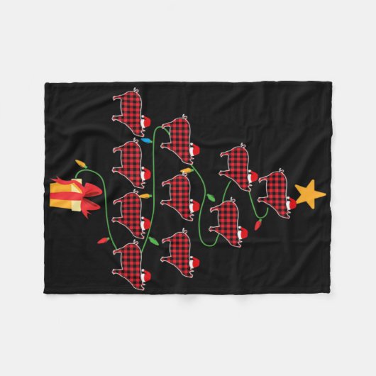 G Christmas Tree Xmas Goats Tree Santa Hat T Shirt Fleecedecke (Vorderseite (Horizontal))