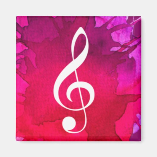 G Clef mit Magenta Hintergrund Magnet (Vorne)