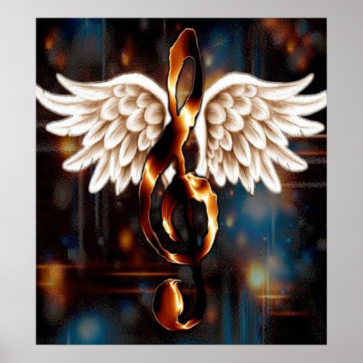 G Clef mit Wings Poster (Vorne)