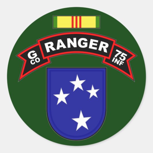 G Co, 75th Infantry Regiment - Rangers, Vietnam Runder Aufkleber (Vorderseite)