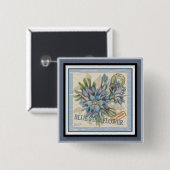 G Creation Büro blaue Blume Button (Vorne & Hinten)