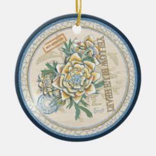 G Creation Büro gelbe Blume Keramik Ornament