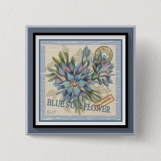 G Creation Office - blaue Blume Button (Vorderseite)