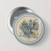 G Creation Office - blaue Blume Button (Vorne & Hinten)